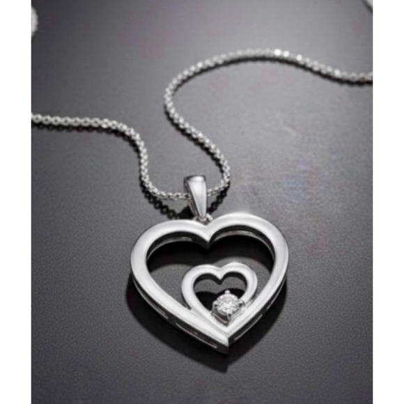 Unbranded Jewelry - Natural Diamond Heart Necklace Sterling Silver 925 NWTS